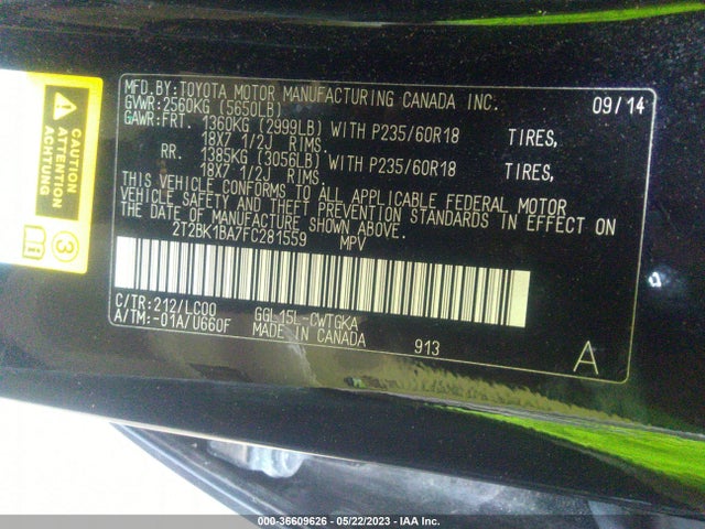 2015 LEXUS RX 350 VIN: 2T2BK1BA7FC281559