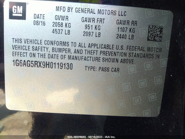 1G6AG5RX9H0119130 Cadillac Ats Sedan Awd