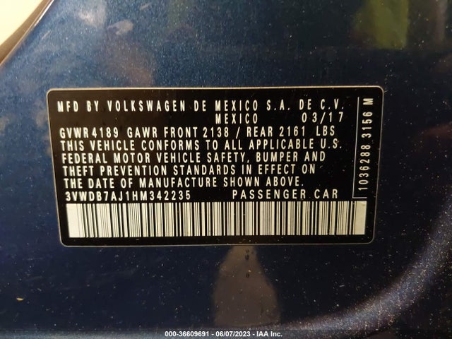 3VWDB7AJ1HM342235 Volkswagen Jetta 1.4t Se