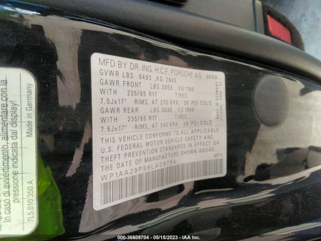 2009 PORSCHE CAYENNE WP1AA29P99LA05754 Photo 8