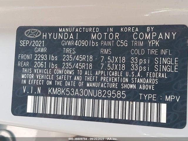 Hyundai Kona Limited 2022 KM8K53A30NU829585 Image 9