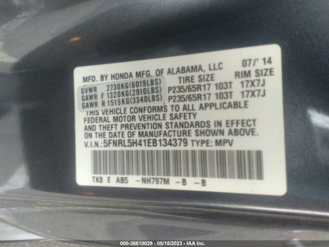 Honda ODYSSEY EX 2014 5FNRL5H41EB134379 Image 9