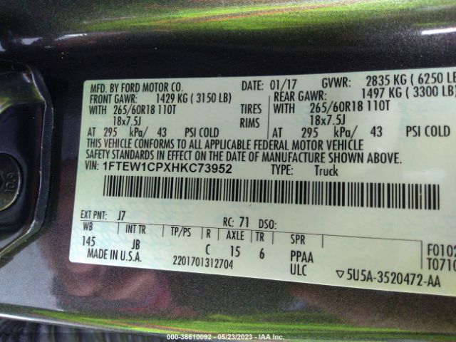 1FTEW1CPXHKC73952 Ford F-150 Xlt