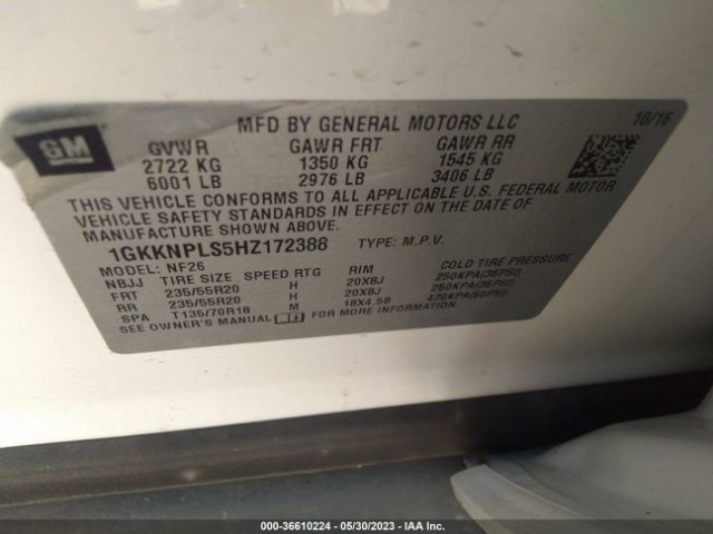 1GKKNPLS5HZ172388 GMC Acadia Denali