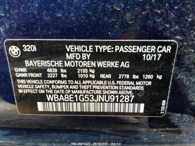 WBA8E1G53JNU91287 BMW 3 Series 320i