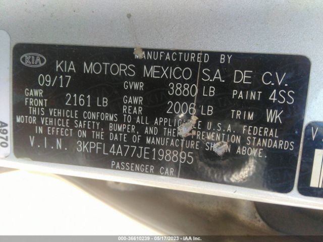 3KPFL4A77JE198895 KIA FORTE LX