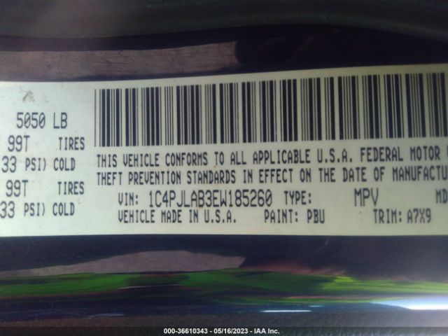 1C4PJLAB3EW185260 Jeep Cherokee Sport