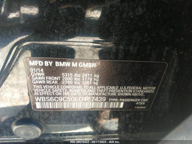 2014 BMW M6, VIN: WBS6C9C50ED467439