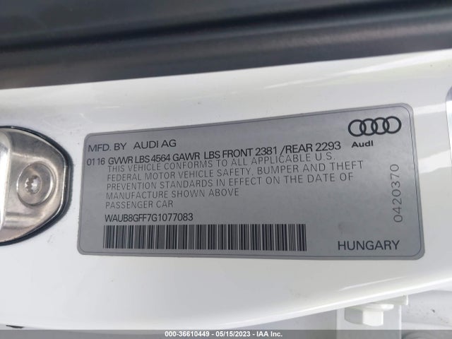 WAUB8GFF7G1077083 Audi A3 2.0t Premium
