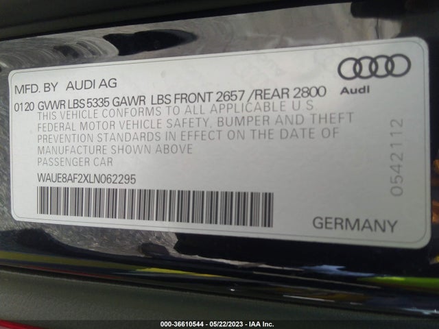 WAUE8AF2XLN062295 Audi A6 Premium Plus