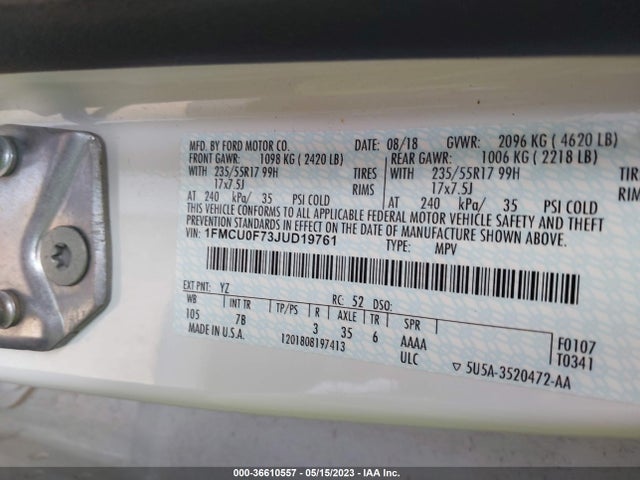 Ford ESCAPE S 2018 1FMCU0F73JUD19761 Image 11