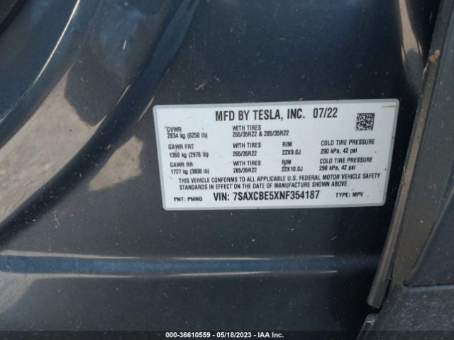 7SAXCBE5XNF354187 Tesla MODEL X