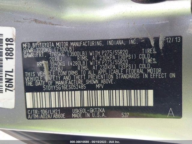 2014 Toyota Sequoia, VIN: 5TDYY5G16ES052485