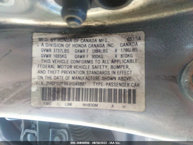 Honda Civic Sedan Lx 2018 2HGFC2F59JH549887 Image 9