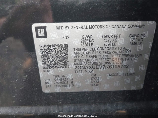 Chevrolet EQUINOX LT 2019 2GNAXUEV7K6108743 Image 9