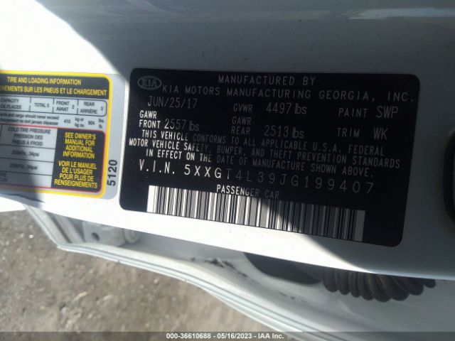 5XXGT4L39JG199407 KIA Optima Lx