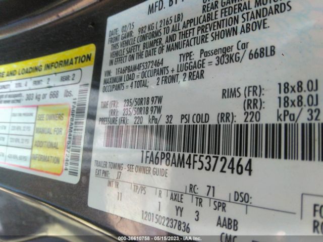 1FA6P8AM4F5372464 Ford Mustang V6