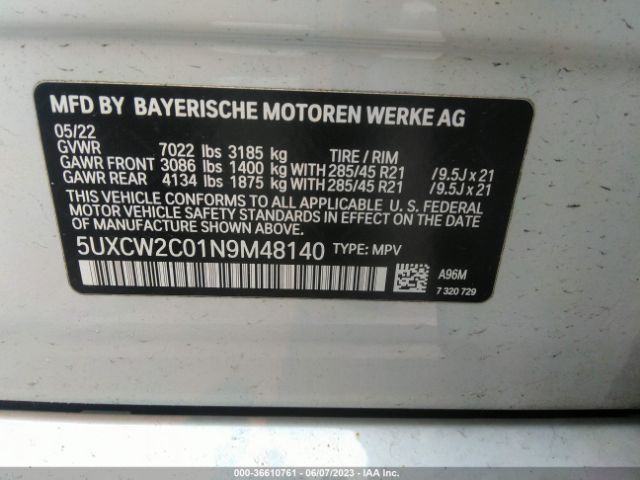 5UXCW2C01N9M48140 BMW X7 Xdrive40i