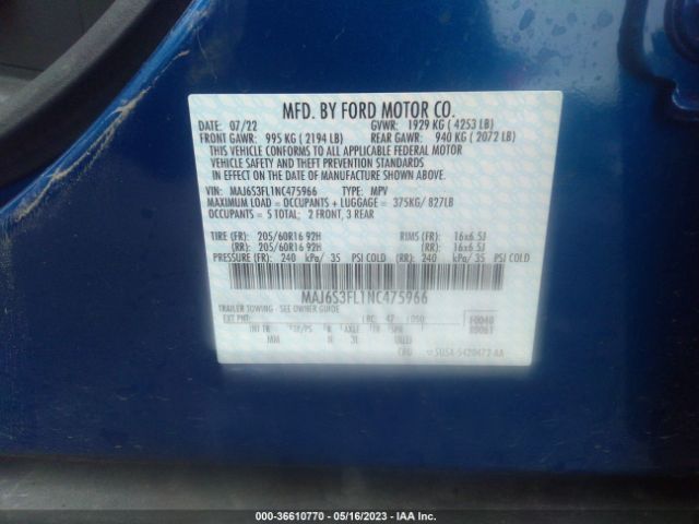 MAJ6S3FL1NC475966 Ford ECOSPORT S