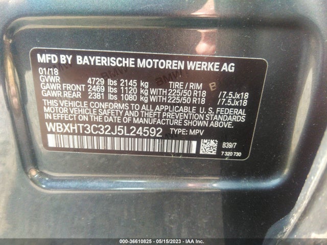 2018 BMW X1 XDRIVE28I VIN: WBXHT3C32J5L24592