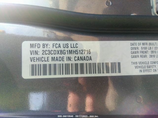 2C3CDXBG1MH512716 Dodge Charger Sxt