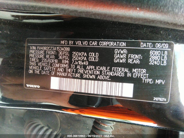 2010 VOLVO XC90 I6 VIN: YV4982CZ3A1534088