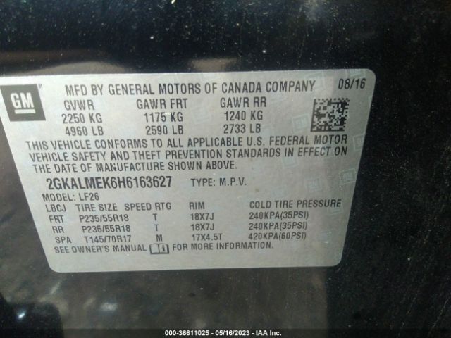 2GKALMEK6H6163627 GMC Terrain Sle