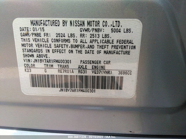 2015 INFINITI Q50 SPORT VIN: JN1BV7AR1FM400301