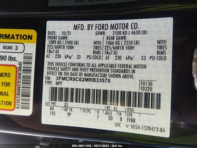 3FMCR9C62MRB33576 Ford Bronco Sport Outer Banks