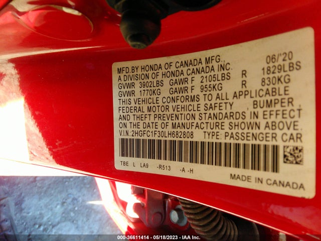 Honda Civic Sedan Ex 2020 2HGFC1F30LH682808 Image 9