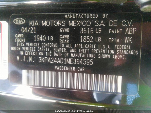 3KPA24AD1ME394595 KIA RIO LX