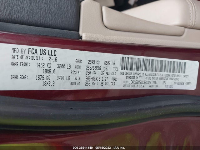 1C4RJEBM6GC321325 Jeep Grand Cherokee Limited
