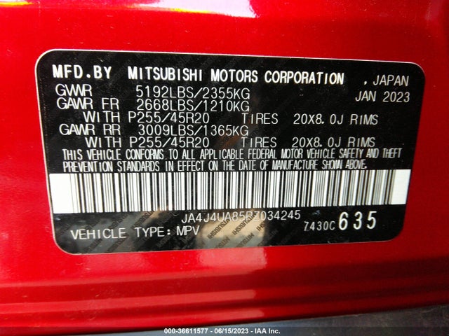 JA4J4UA85PZ034245 Mitsubishi Outlander Se