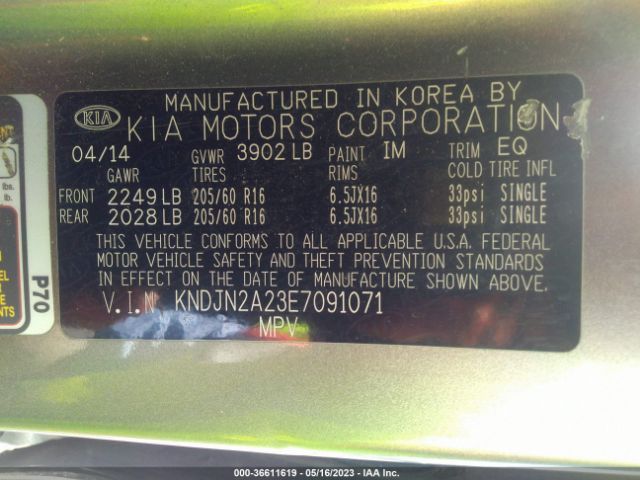 KNDJN2A23E7091071 KIA Soul Base