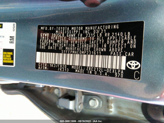 Toyota COROLLA LE 2021 5YFEPMAE0MP231611 Image 9