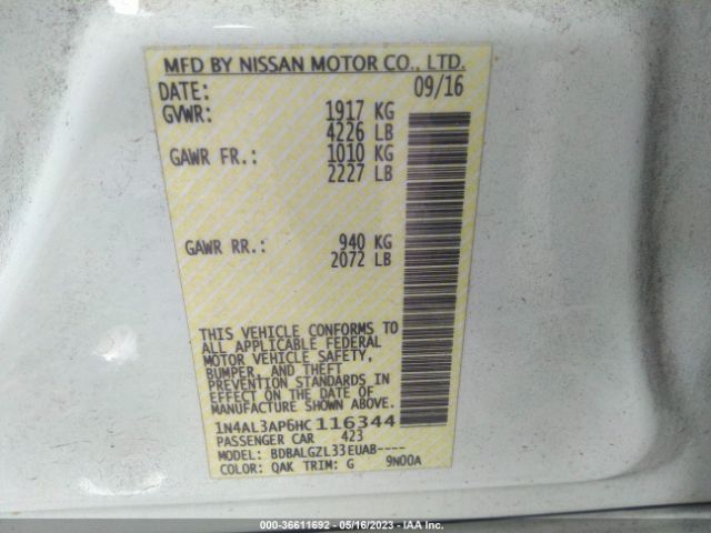 1N4AL3AP6HC116344 Nissan ALTIMA 2.5