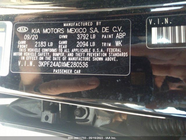 3KPF24ADXME280536 KIA Forte Lxs