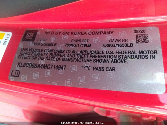 Chevrolet SPARK 1LT 2021 KL8CD6SA4MC714947 Image 9