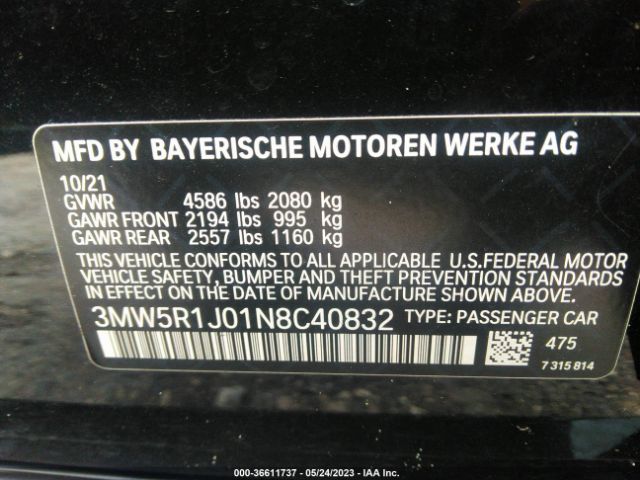 3MW5R1J01N8C40832 BMW 3 Series 330i