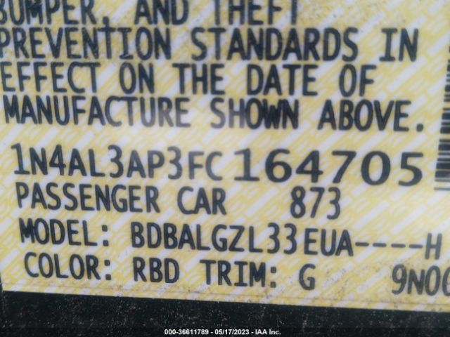 1N4AL3AP3FC164705 Nissan Altima 2.5 S