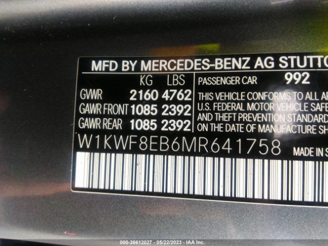 W1KWF8EB6MR641758 Mercedes-Benz C-class C 300