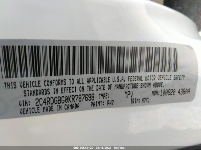 2C4RDGBG0KR787698 Dodge Grand Caravan Se