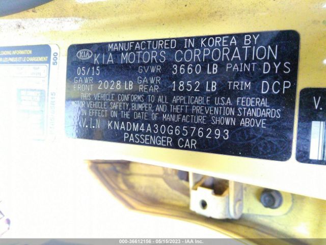 KNADM4A30G6576293 KIA RIO LX
