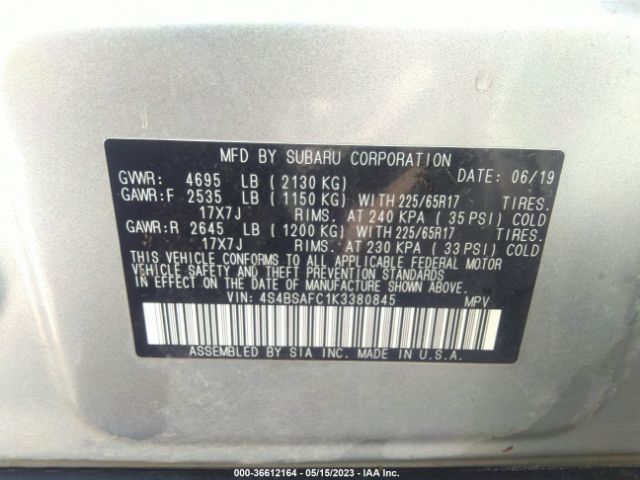 4S4BSAFC1K3380845 Subaru Outback Premium