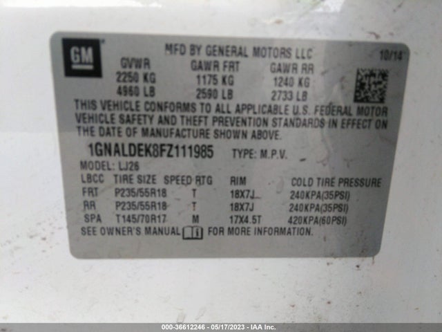 Chevrolet Equinox Ltz 2015 1GNALDEK8FZ111985 Image 9