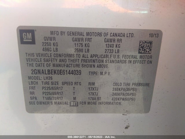Chevrolet EQUINOX LT 2014 2GNALBEK0E6144039 Image 10