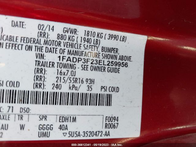 1FADP3F23EL259956 Ford FOCUS SE