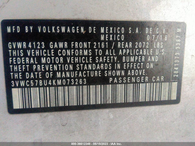 3VWC57BU4KM073263 Volkswagen Jetta S/se/r-line