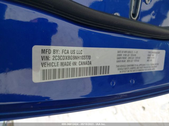 2C3CDXBG9NH103770 Dodge Charger Sxt