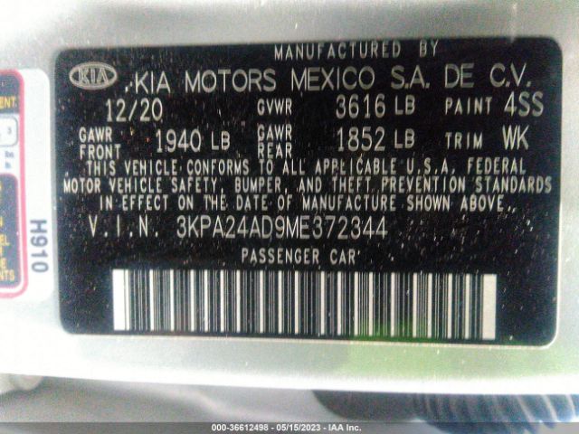 KIA RIO S 2021 3KPA24AD9ME372344 Image 9
